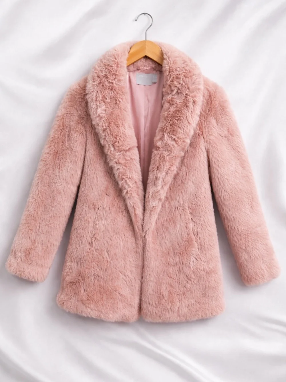 ASOS Blush Pink Faux Fur Coat Plush Teddy Jacket Soft Luxe Feminine Vibes - Picture 4 of 6